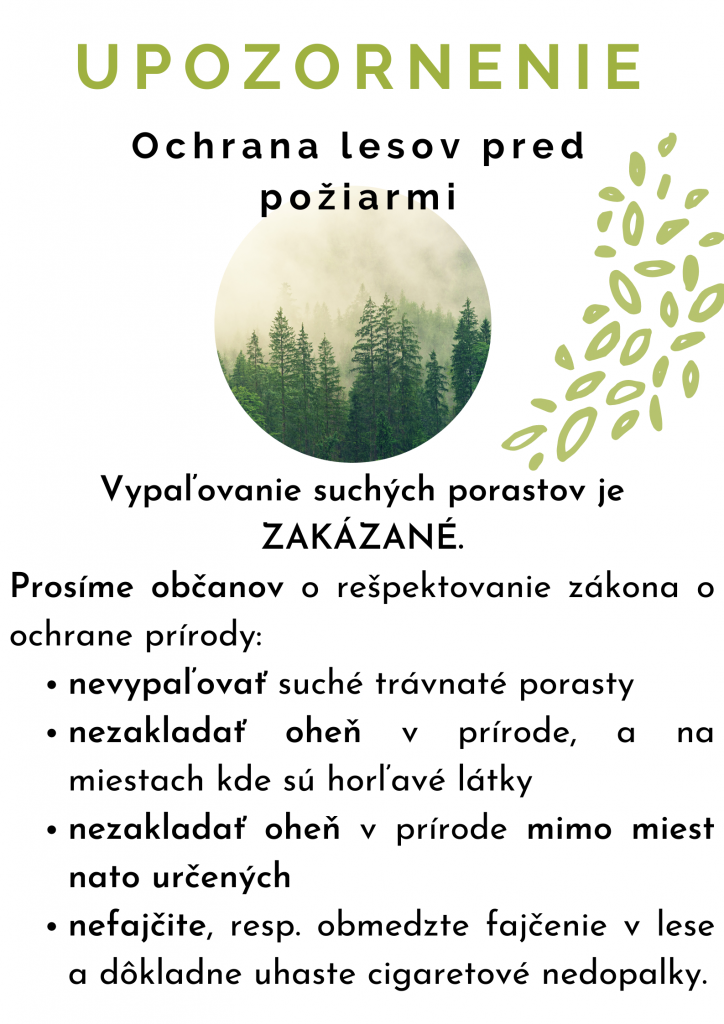 Ochrana lesov pred požiarmi - UPOZORNENIE